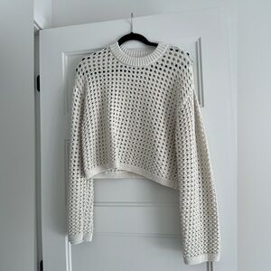H&M White Crochet Knit Sweater. Size Small.